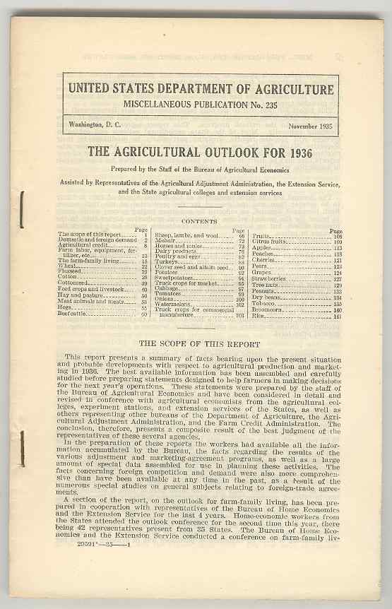 Image for The Agricultural Outlook for 1936
